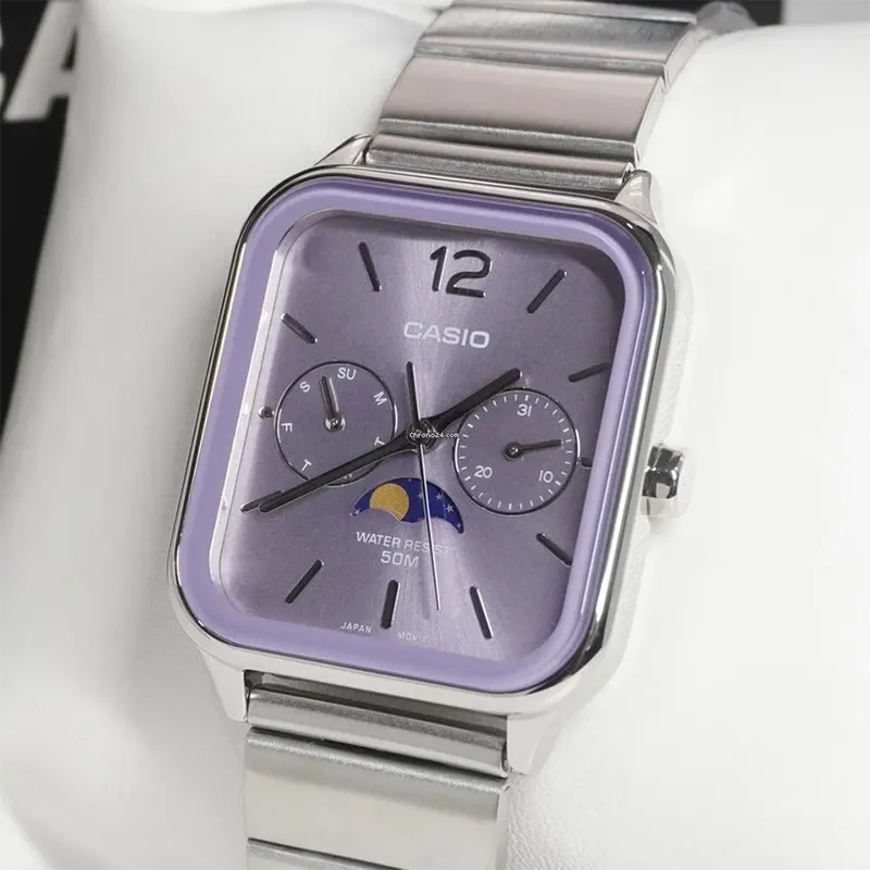 Casio Enticer Moon Phase Purple Dial Men's Watch-  MTP-M305D-6AV